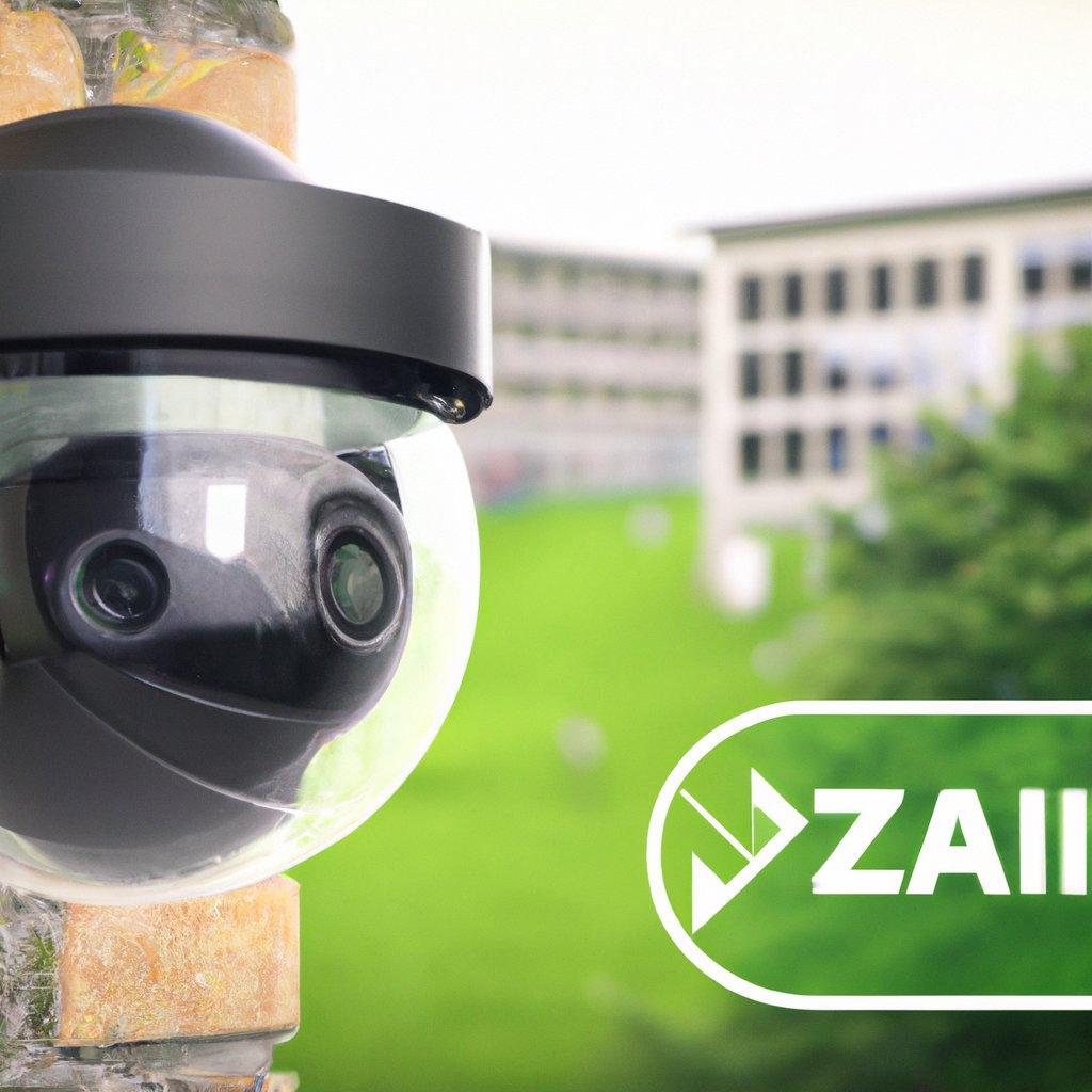 Slikovni prikaz Hikvision kamere nameščene na objektu za video nadzor.