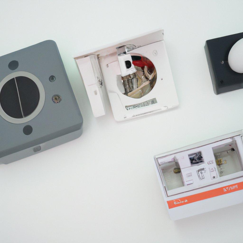 Slika prikazuje različne modele alarmnih in video nadzornih sistemov, vključno s Hikvision in Dahua kamerami za zaščito doma.