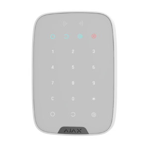 Bela brezžična tipkovnica Ajax Keypad Plus WH za alarmne sisteme, dodatki za brezžične alarme.