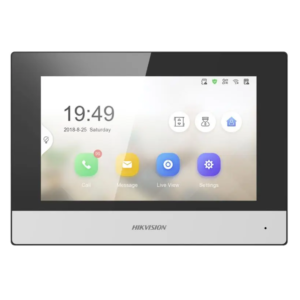 Hikvision DS-KH6320-WTE1 notranji IP videofon za izboljšano komunikacijo in varnost doma.