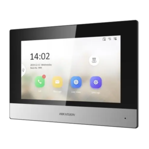 Hikvision videofon DS-KH6320-WTE2, notranji IP model za varnost in komunikacijo v domovih.